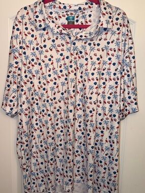 Pro Tour Golf Polo with Red & Blue Tropical Print